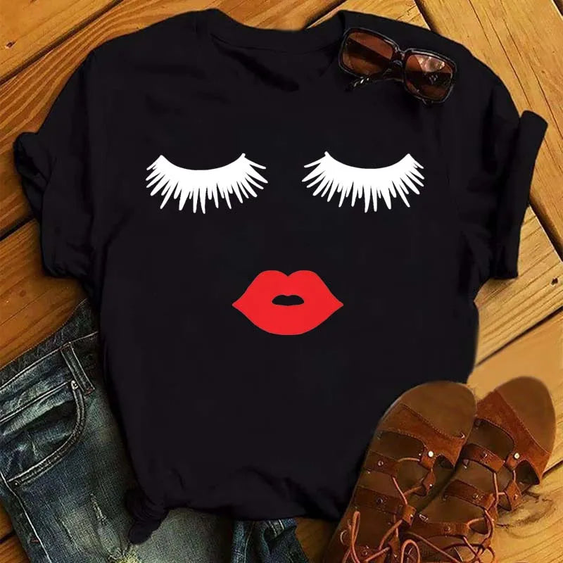 Maycaur Women’s Eyelash Print T-Shirt