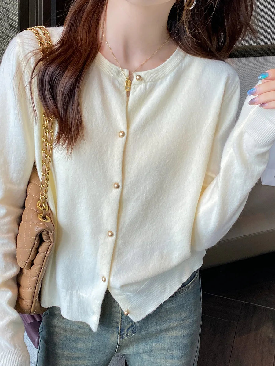 Korean Solid Color Knit Cardigan