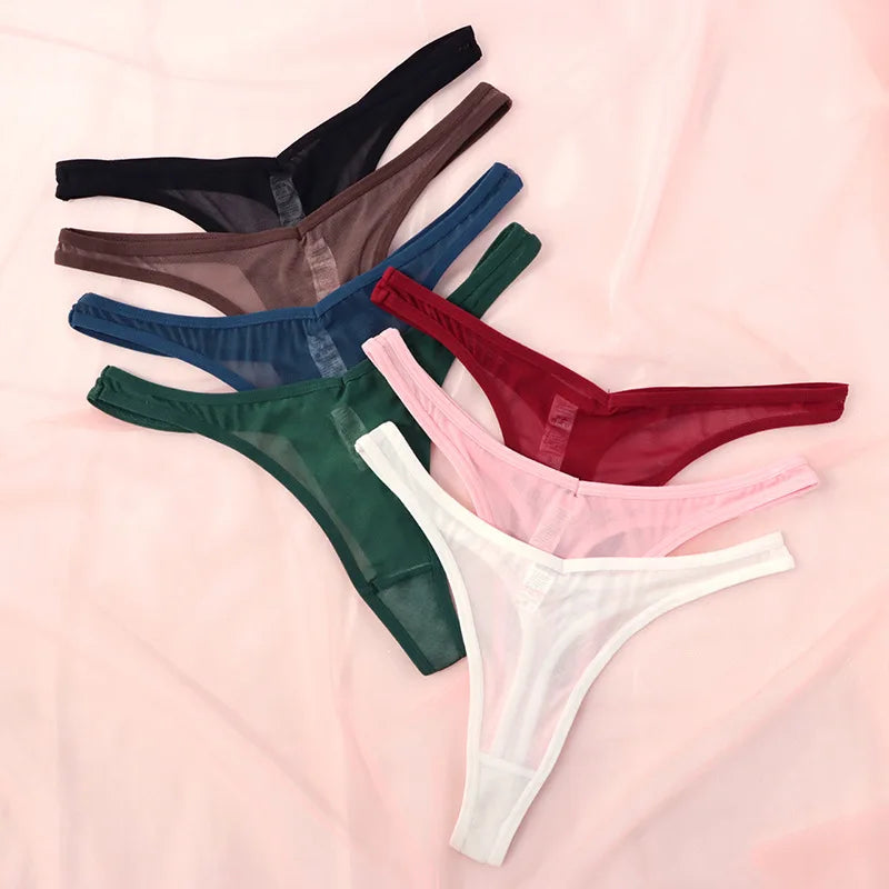 Seamless Translucent Mesh Thongs