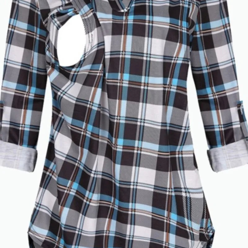 Striped V-Neck Nursing Blouse