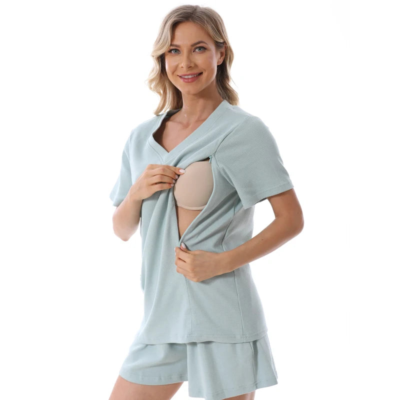 Plus Size Summer Maternity Breastfeeding Set