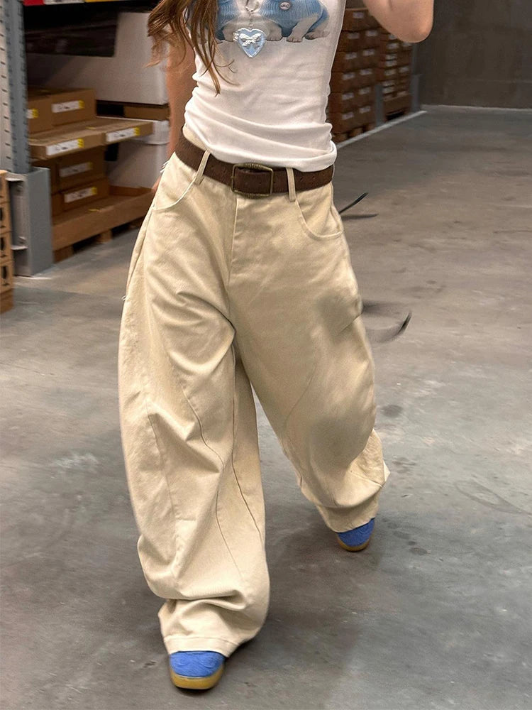 Khaki Vintage High Waist Leg Jeans
