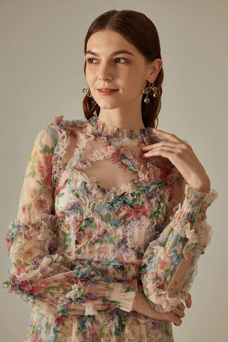 Elegant Lace Floral Prom Dress