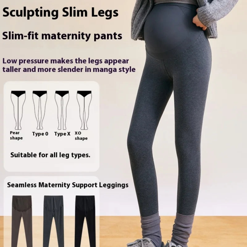 Plus Size Winter Fleece-Lined Maternity Leggings