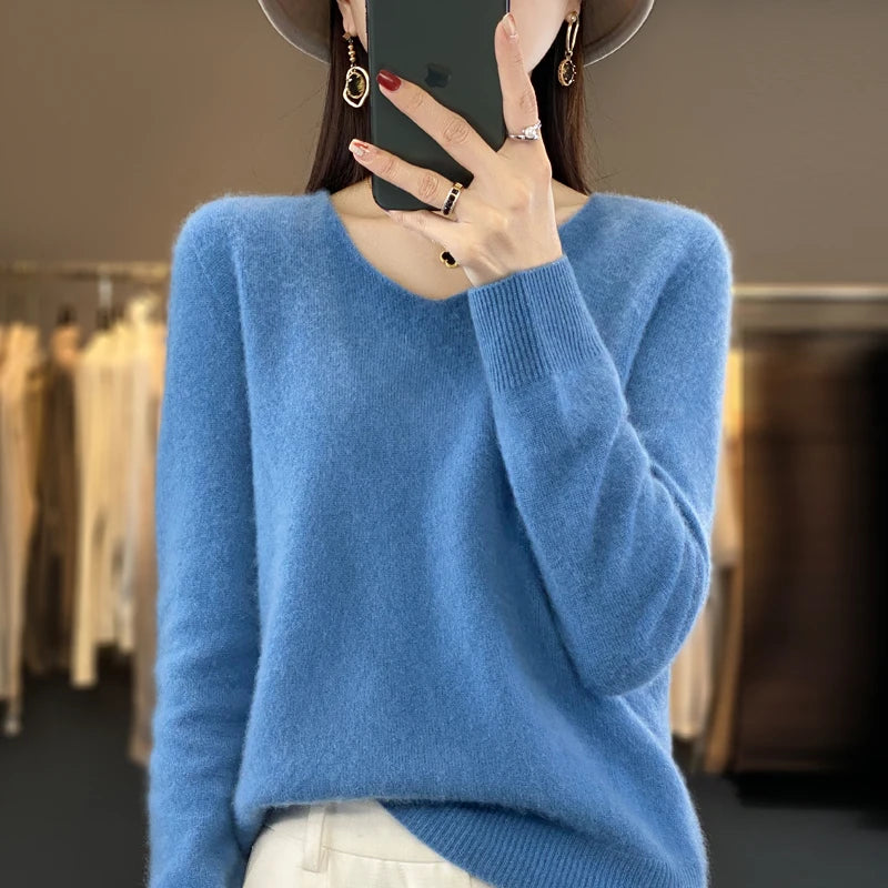 Women’s Merino Wool V-Neck Sweater