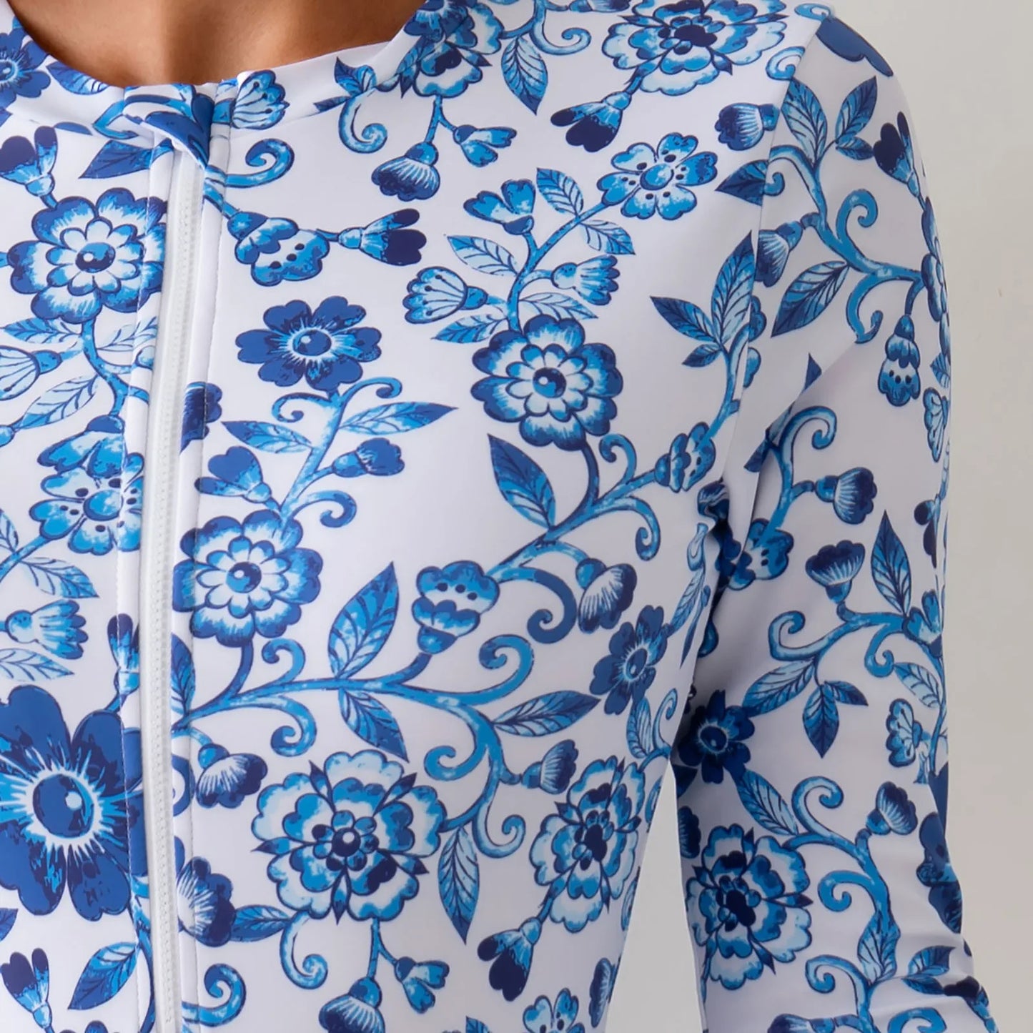 Printing One-Piece Swimsuit Front Zip