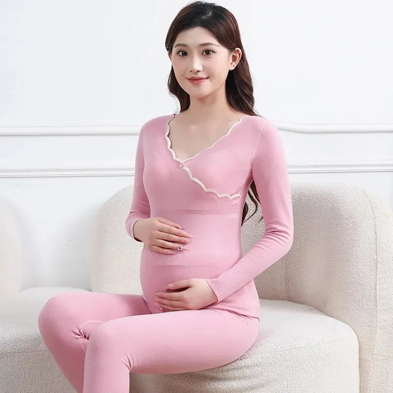 Warm Maternity Padded Nursing Pajama Set