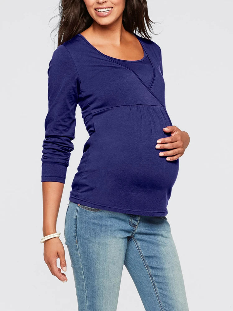 Elegant Elastic V-Neck Nursing Top