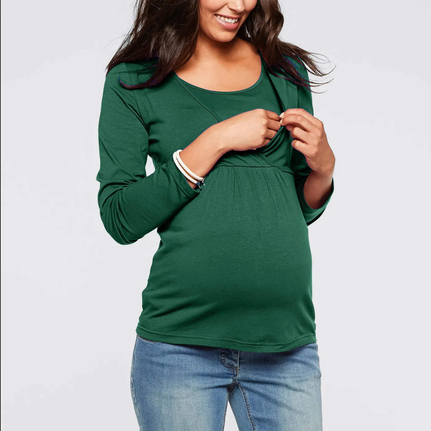 Elegant Elastic V-Neck Nursing Top
