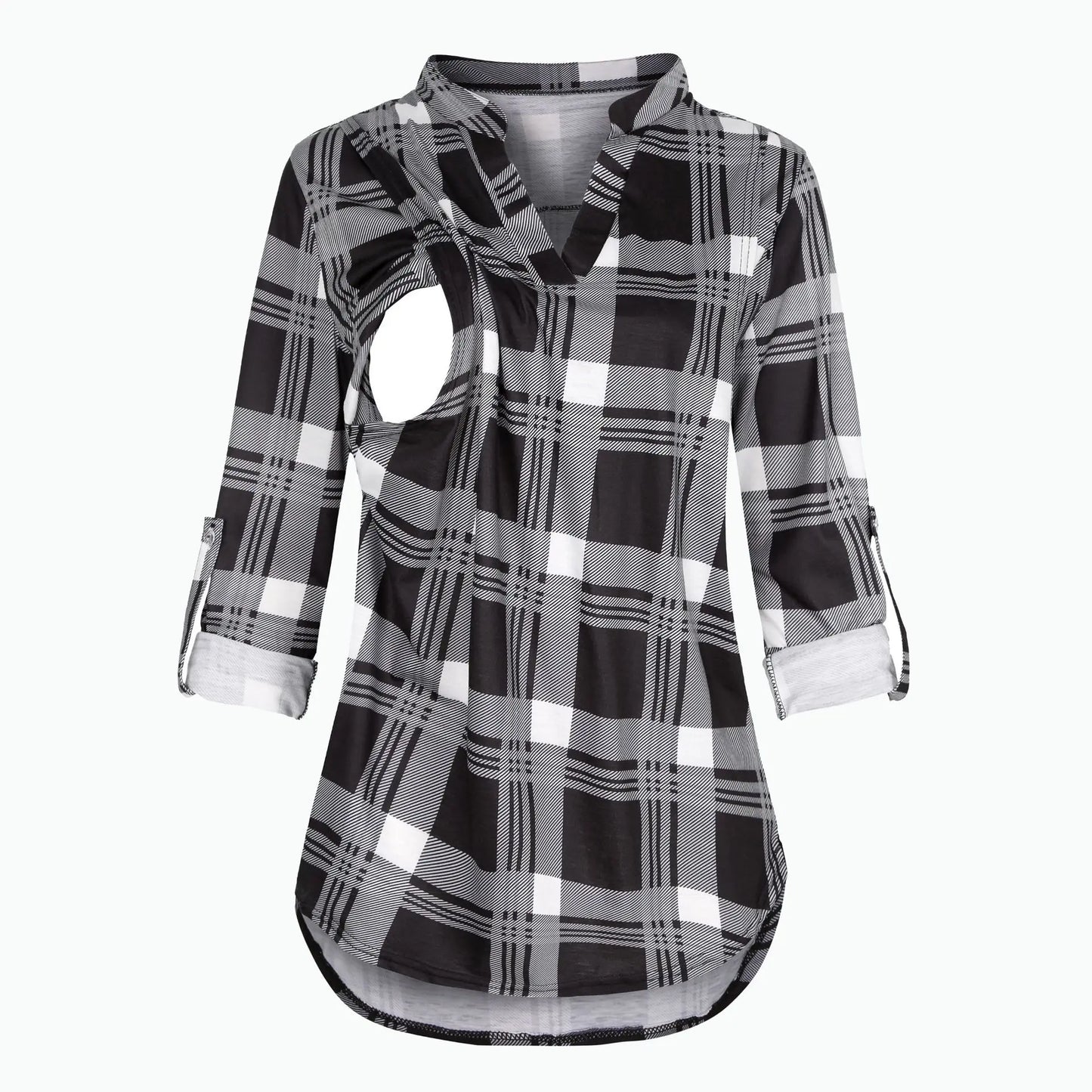 Striped V-Neck Nursing Blouse