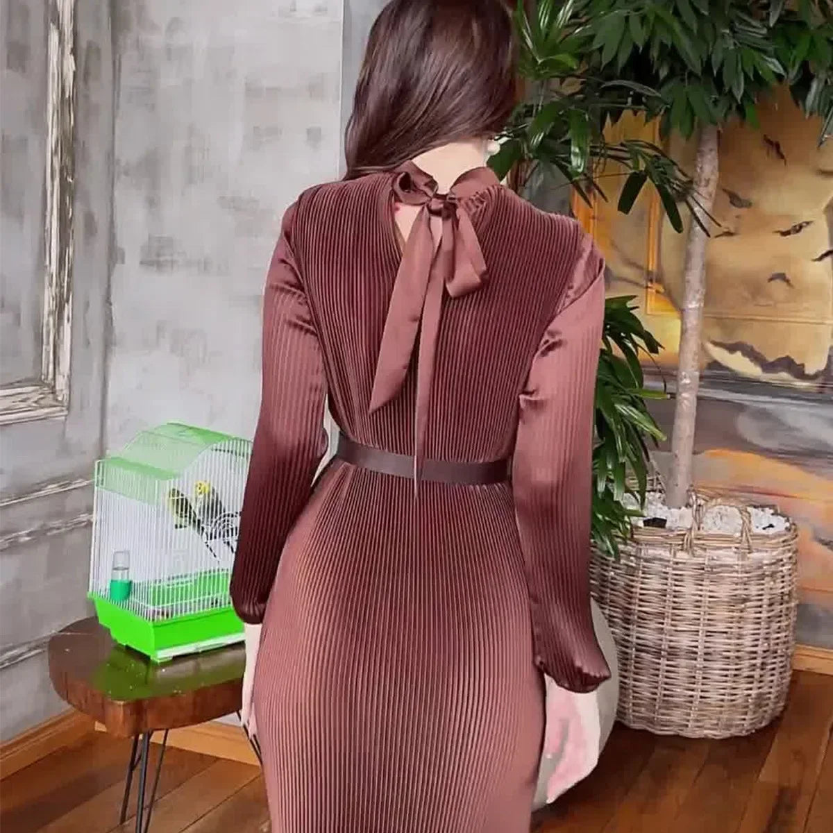 Slim Fit Pleated Eid Abaya Dress