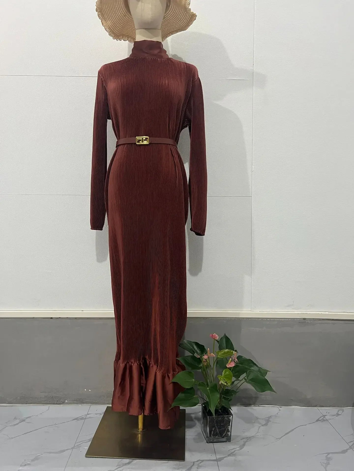 Slim Fit Pleated Eid Abaya Dress