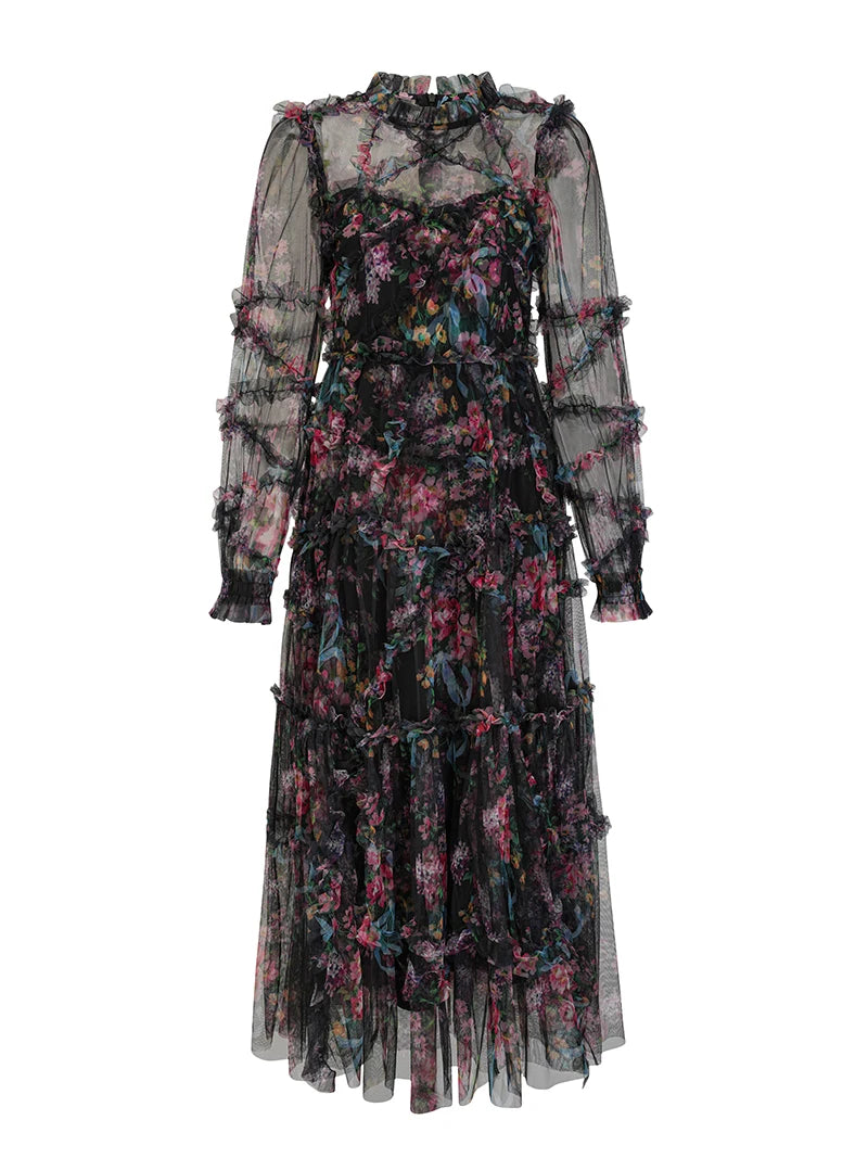 Elegant Lace Floral Prom Dress