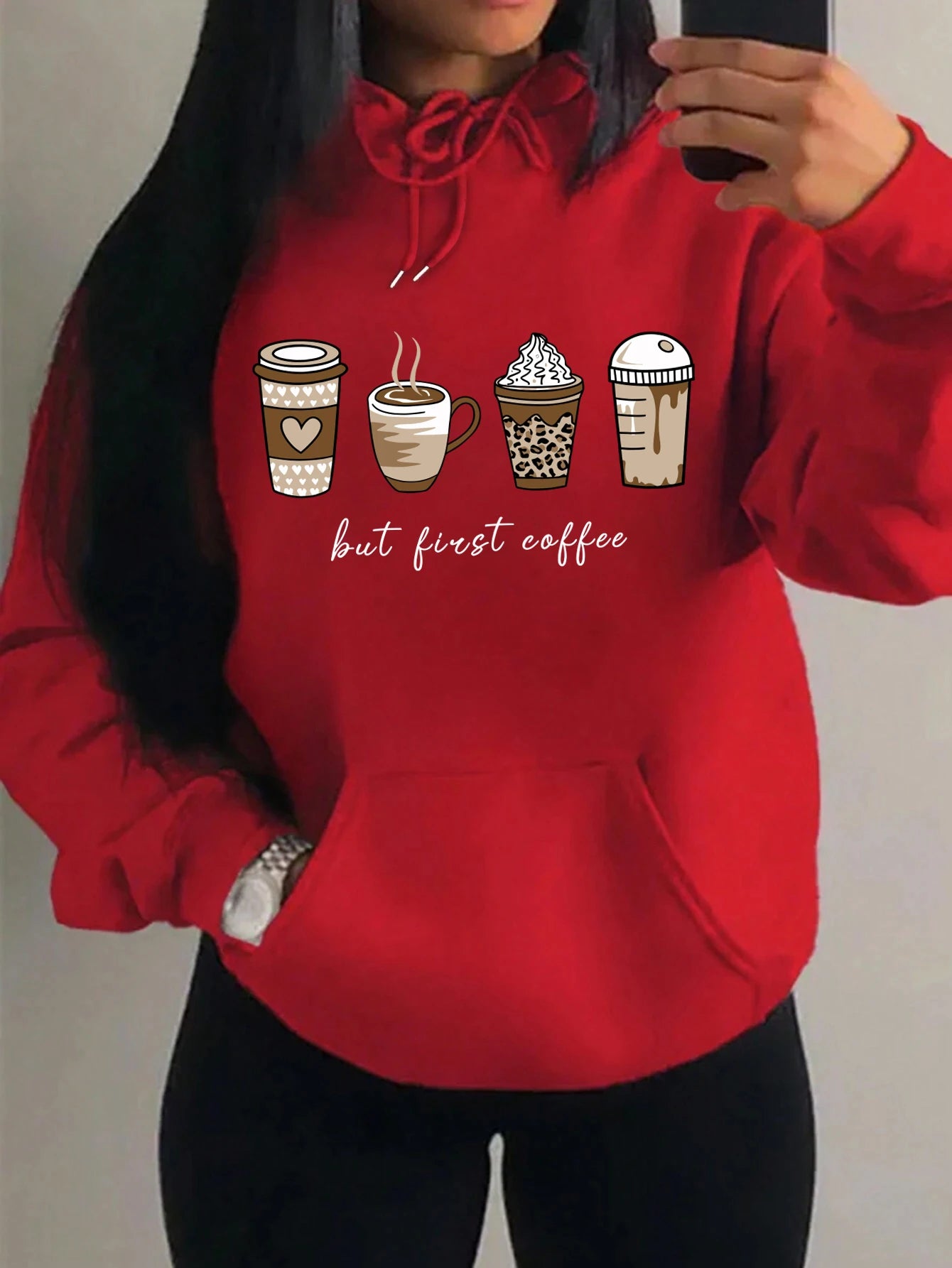 But First Coffee Pattern Hoodie