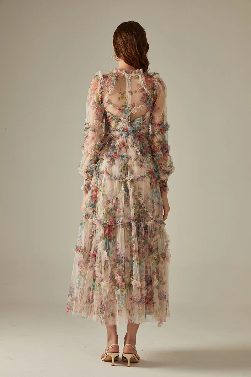 Elegant Lace Floral Prom Dress