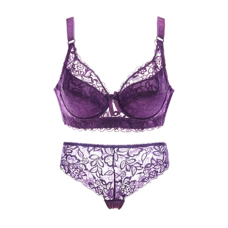 Plus Size Lace Push-Up Bralette Set