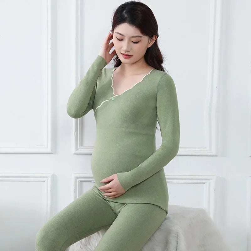 Warm Maternity Padded Nursing Pajama Set