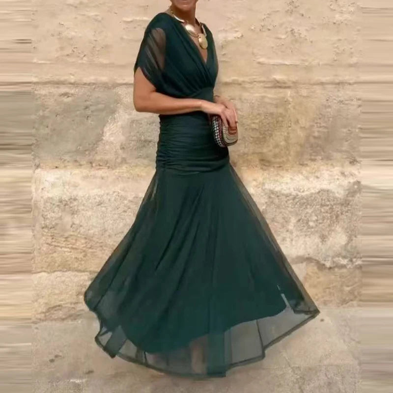 Floral High Waist Pleated Party Dress
