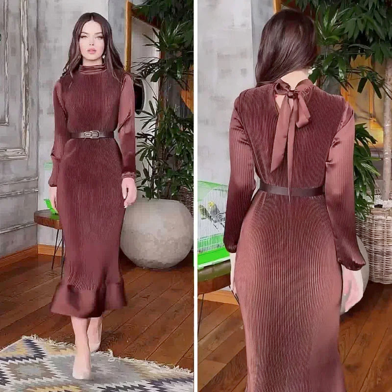 Slim Fit Pleated Eid Abaya Dress