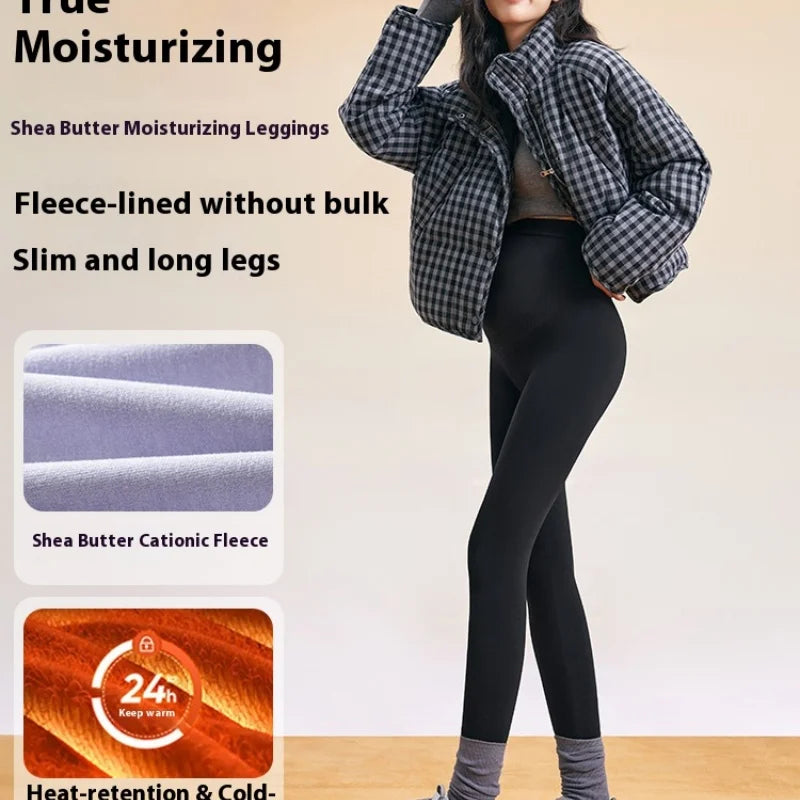 Plus Size Winter Fleece-Lined Maternity Leggings