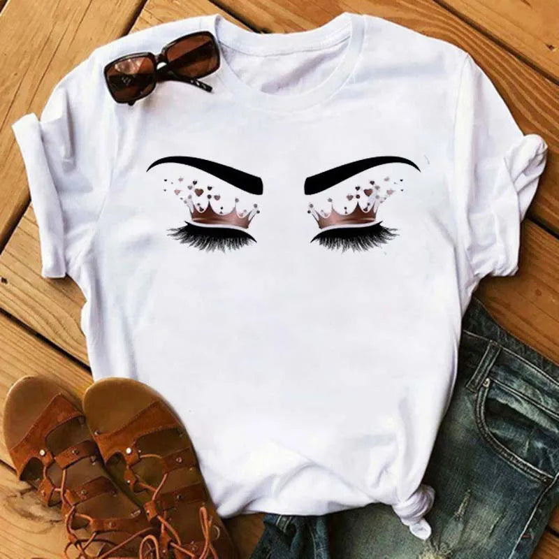 Maycaur Women’s Eyelash Print T-Shirt