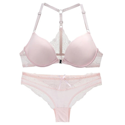 Sexy Halter Deep V Push-Up Bra Set