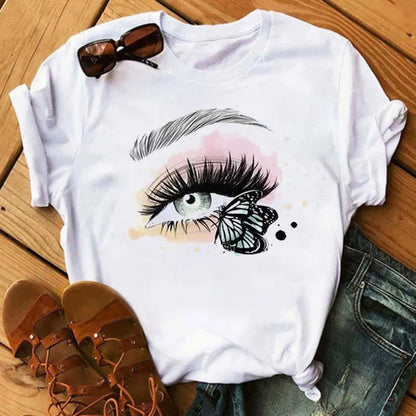 Maycaur Women’s Eyelash Print T-Shirt