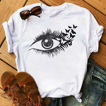 Maycaur Women’s Eyelash Print T-Shirt
