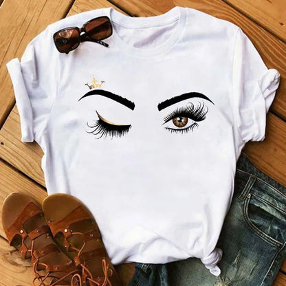 Maycaur Women’s Eyelash Print T-Shirt