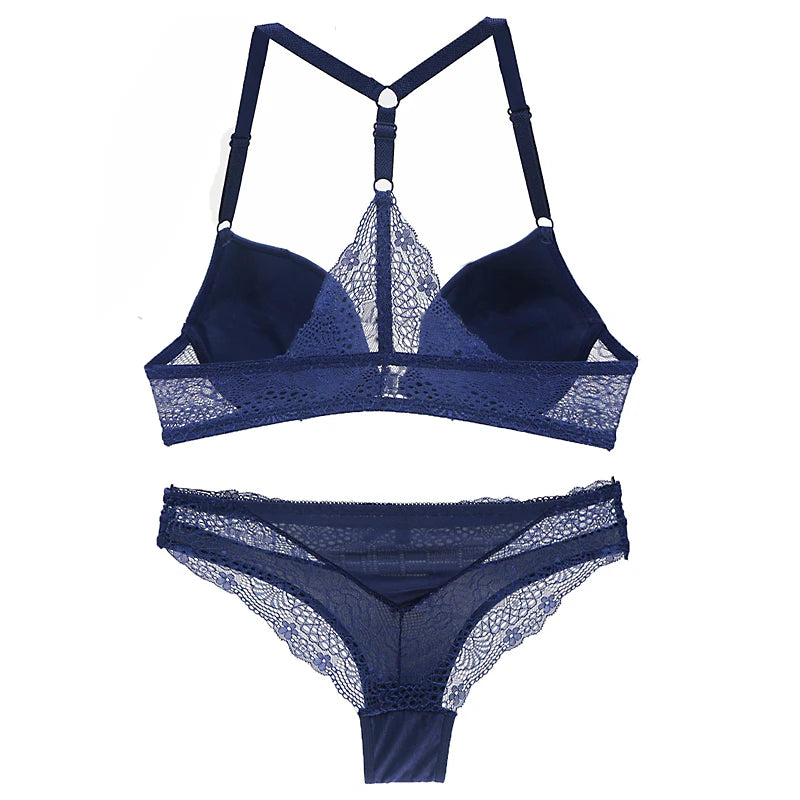 Sexy Halter Deep V Push-Up Bra Set