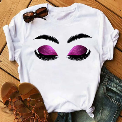 Maycaur Women’s Eyelash Print T-Shirt