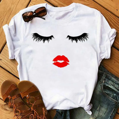 Maycaur Women’s Eyelash Print T-Shirt