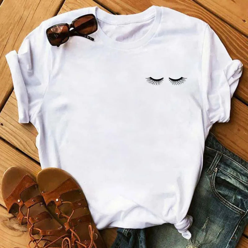 Maycaur Women’s Eyelash Print T-Shirt