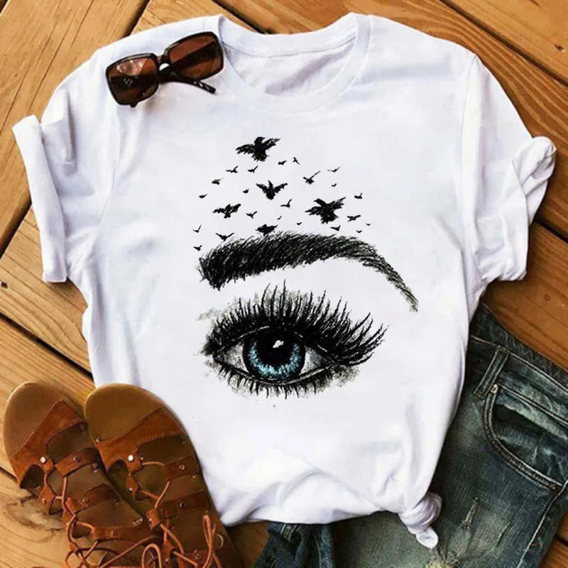 Maycaur Women’s Eyelash Print T-Shirt