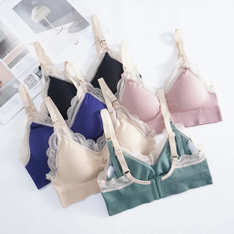 Wireless Front-Open Lace Nursing Bra
