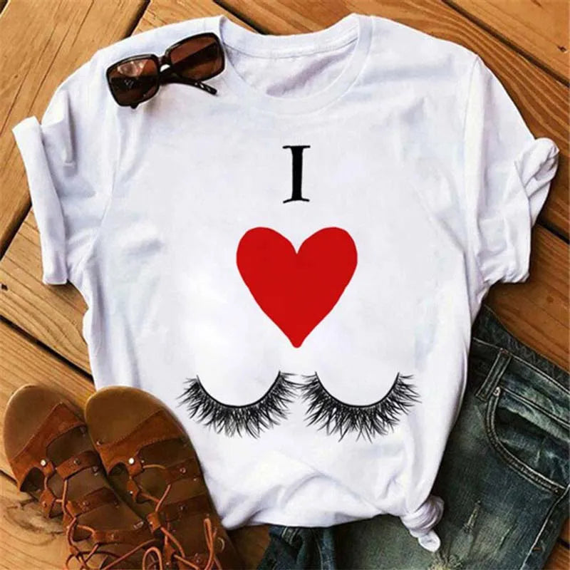 Maycaur Women’s Eyelash Print T-Shirt