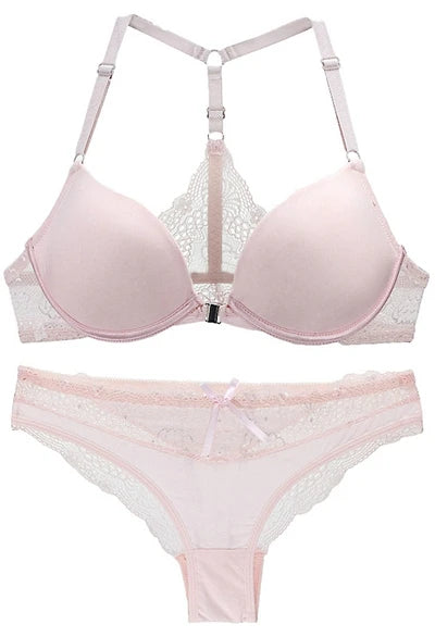 Sexy Halter Deep V Push-Up Bra Set