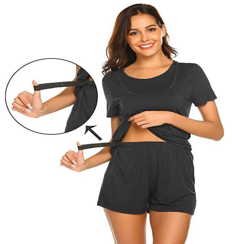Plus Size Maternity Nursing Pajamas Set