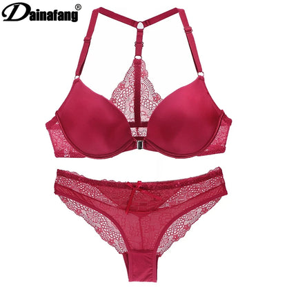 Sexy Halter Deep V Push-Up Bra Set