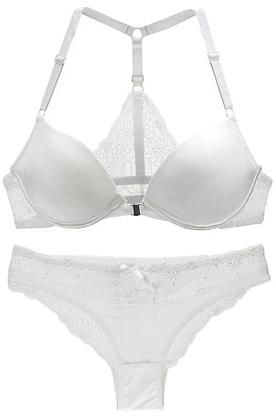 Sexy Halter Deep V Push-Up Bra Set