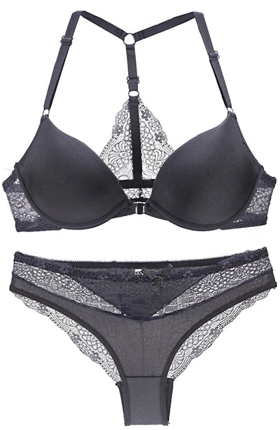 Sexy Halter Deep V Push-Up Bra Set