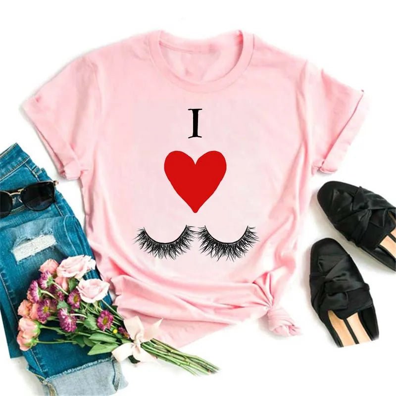 Maycaur Women’s Eyelash Print T-Shirt