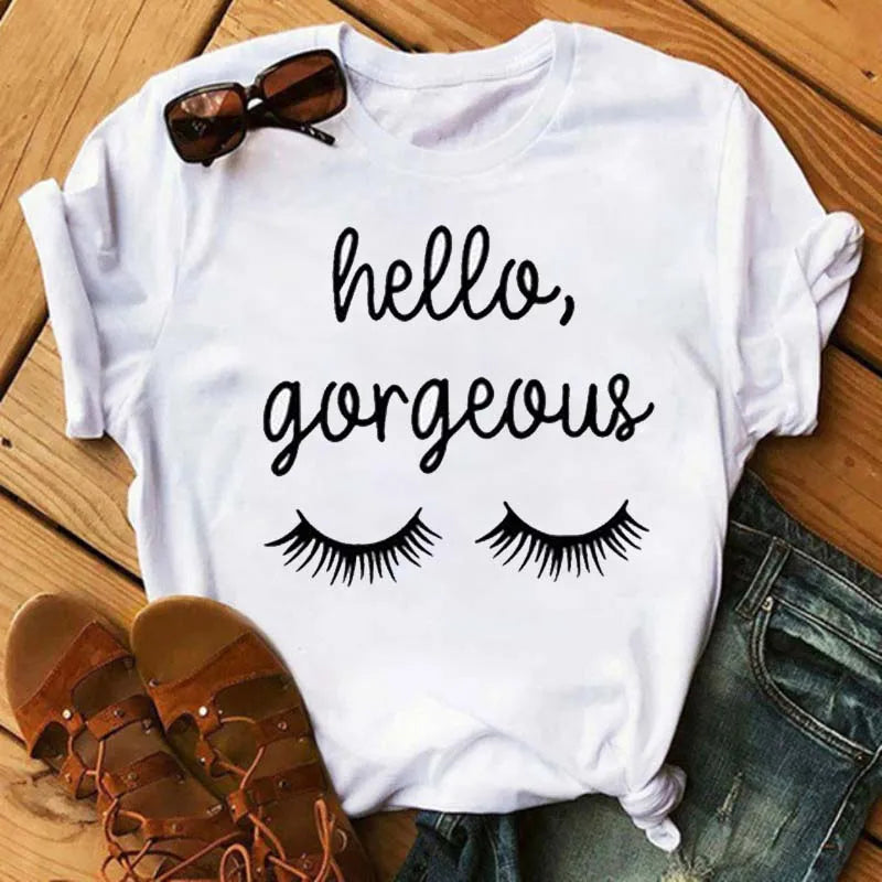 Maycaur Women’s Eyelash Print T-Shirt