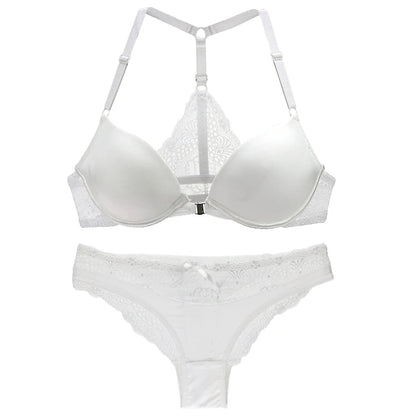 Sexy Halter Deep V Push-Up Bra Set