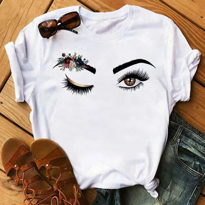 Maycaur Women’s Eyelash Print T-Shirt