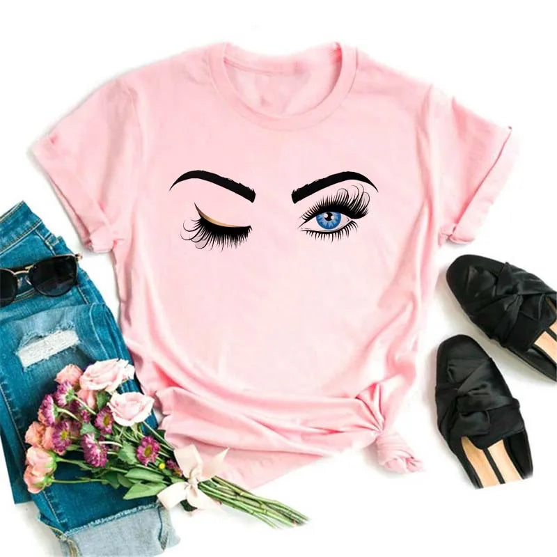 Maycaur Women’s Eyelash Print T-Shirt