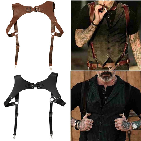 Men’s PU Leather H-Back Suspenders