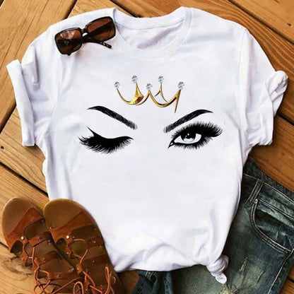 Maycaur Women’s Eyelash Print T-Shirt