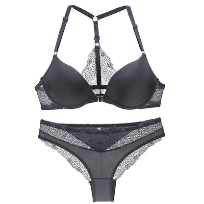 Sexy Halter Deep V Push-Up Bra Set