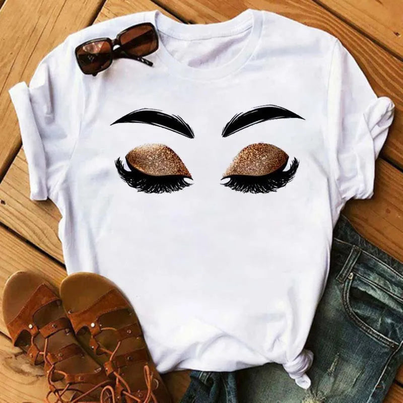 Maycaur Women’s Eyelash Print T-Shirt